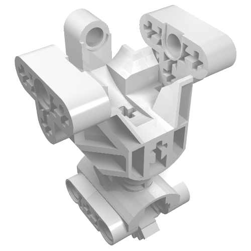 White LEGO 32489 Bionicle Body Torso Trunk Gearbox, a complex piece with multiple connection points and internal structure.