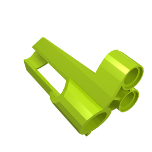 Lime green LEGO Technic Panel Fairing #5, small and short, with a large open slot and two pinholes.