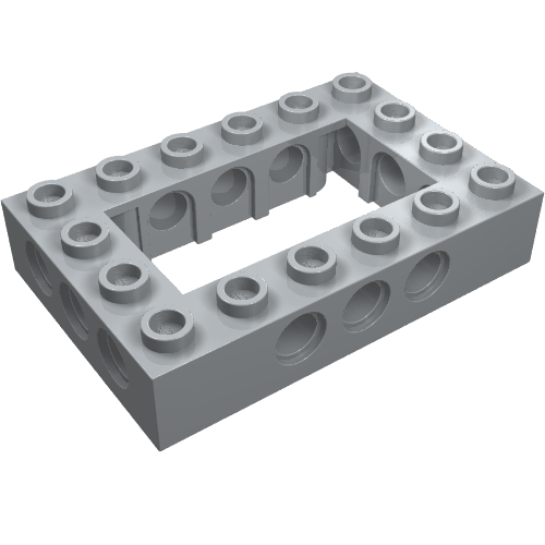 Light gray LEGO Technic Brick 4x6 Open Center, showing studs on top and pinholes on the sides.