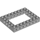 Light bluish gray LEGO Technic, Brick 6 x 8 Open Center, showing studs on top and pin holes on the sides.