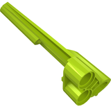 A lime green LEGO Technic Panel Fairing #8 Small Long, Large Hole, Side B, part 32535.