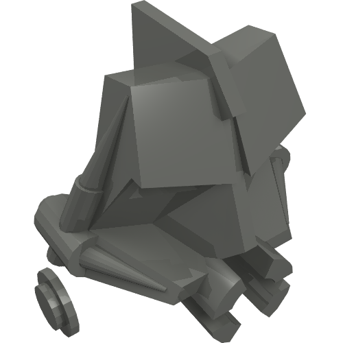 Dark grey LEGO Bionicle Head Connector Block 3 x 4 x 1 2/3, a complex piece with multiple geometric angles.