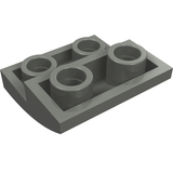 A grey LEGO 32803 Slope, Curved 2 x 2 x 2/3 Inverted part, showing the underside with four hollow anti-studs.