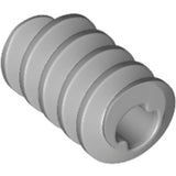 Light bluish gray LEGO Technic long worm screw gear with an axle opening, shown diagonally on a white background.