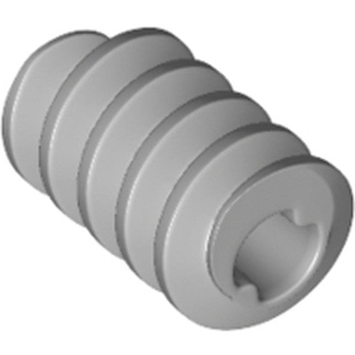 Light bluish gray LEGO Technic long worm screw gear with an axle opening, shown diagonally on a white background.