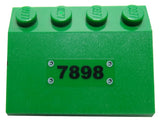 Green LEGO slope brick 3x4 with black '7898' number and rivet pattern