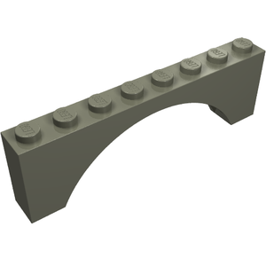 Dark gray LEGO Arch 1 x 8 x 2 brick with eight studs on top and an arched underside.
