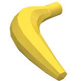 A 3D rendering of a single yellow LEGO banana piece, part number 33085, shown against a white background.