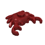 Dark red LEGO crab piece (33121) with a single stud on its back, viewed at an angle.