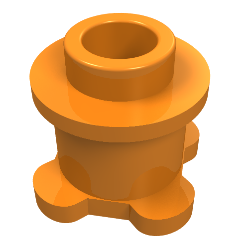 Orange LEGO 33286 Round 1x1x2/3 Brick with Flower Edge base and hollow stud.