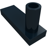 Dark blue LEGO 3359 Fence Gate 1x3x2 Base element, featuring a flat rectangular base and a tall hollow cylindrical post.