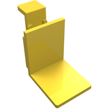 A yellow LEGO 3429 Vehicle, Forklift 2 x 2 Fork piece, shown from an angled top-down view.