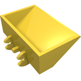 Yellow LEGO 3433 Vehicle Digger Bucket, smooth 3x5x1 1/3, with three digger bucket arm hinges.