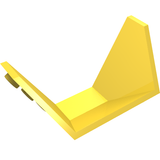 Yellow LEGO 3436 Vehicle, Tipper End Sloped part with two studs on one end and a sloped wall on the other.