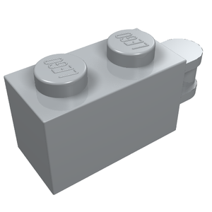 Light bluish gray LEGO 34816 modified 1x2 brick with a bar handle on one end, flush with the edge.