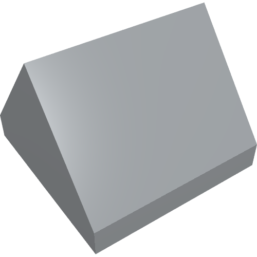 Light grey LEGO Slope 45 1 x 1 x 2/3 Double brick, shown from an angled top-down perspective.