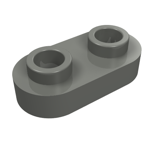 Dark grey LEGO Plate, Round 1 x 2 with Open Studs, part 35480.