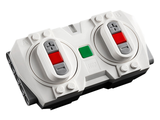 LEGO Electric Powered Up Bluetooth Speed Remote Control Unit, light gray with two red/gray controllers and a green button.