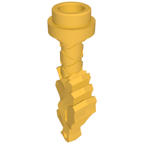Yellow LEGO Minifigure Weapon Sword Hilt with a detailed, twisted dragon head design at the bottom.