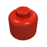 Red LEGO minifigure head, plain with a solid stud on top, embossed with 'LEGO' text.