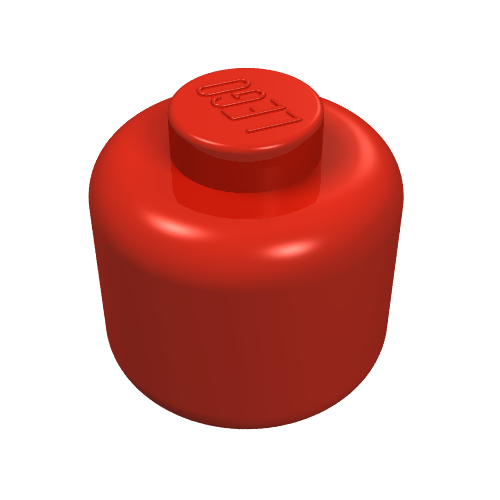 Red LEGO minifigure head, plain with a solid stud on top, embossed with 'LEGO' text.