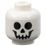 White LEGO minifigure head with a black skull face pattern, including round eyes, triangular nose, and jagged mouth.