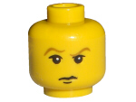 LEGO minifigure head, male HP Draco with brown eyebrows, white pupils, and closed mouth pattern.
