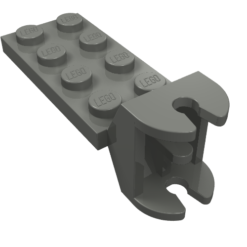 Dark gray LEGO Hinge Plate 2x4 with Articulated Joint - Female, part 3640.