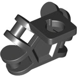 Dark gray LEGO 36452 Minifigure Neck Bracket with 4 Angled Bar Handles, angled view.