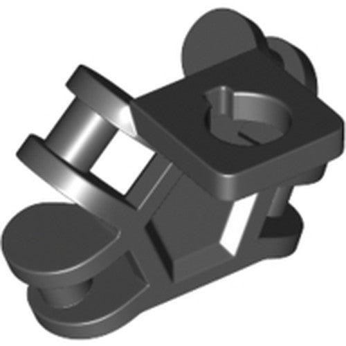 Dark gray LEGO 36452 Minifigure Neck Bracket with 4 Angled Bar Handles, angled view.