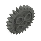 Dark gray LEGO Technic Gear 24 Tooth with 1 Axle Hole, part 3648, shown at an angle.