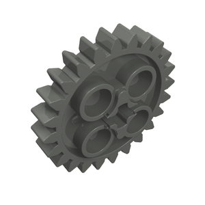 Dark gray LEGO Technic Gear 24 Tooth with 1 Axle Hole, part 3648, shown at an angle.