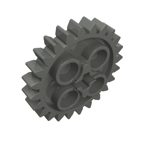 Dark gray LEGO Technic Gear 24 Tooth with 1 Axle Hole, part 3648, shown at an angle.