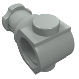 Light gray LEGO Technic Axle and Pin Connector (part 3651) with a cross axle receiver, a pin hole, and a top stud.