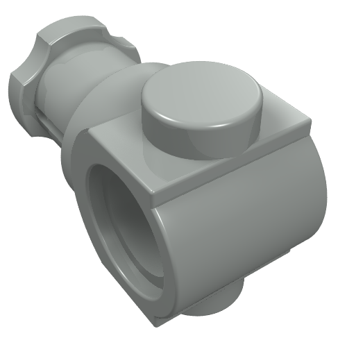 Light gray LEGO Technic Axle and Pin Connector (part 3651) with a cross axle receiver, a pin hole, and a top stud.