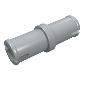 Light gray LEGO Technic Pin 3673 without friction ridges, featuring slotted ends for connections.