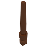 Dark brown LEGO Minifigure Utensil Wand (36752a) with a tapered shaft, cylindrical section, and square base.