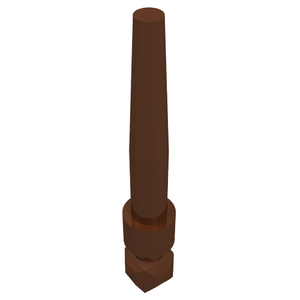 Dark brown LEGO Minifigure Utensil Wand (36752a) with a tapered shaft, cylindrical section, and square base.