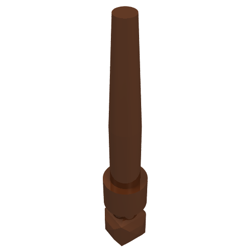 Dark brown LEGO Minifigure Utensil Wand (36752a) with a tapered shaft, cylindrical section, and square base.