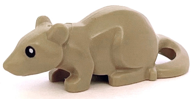 Tan LEGO rat or mouse animal figure with black eyes.