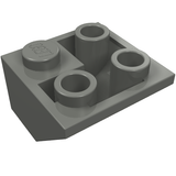 Grey LEGO 3676 Inverted Slope 45 2 x 2 Double Convex brick with one stud and three hollow tubes.