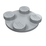 Light grey LEGO 3679 Turntable 2 x 2 Plate Top, featuring four studs with 'LEGO' embossed on a circular base.