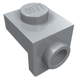Light gray LEGO Bracket 1 x 1 - 1 x 1, featuring a stud on top and a side Technic pin hole.