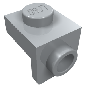 Light gray LEGO Bracket 1 x 1 - 1 x 1, featuring a stud on top and a side Technic pin hole.