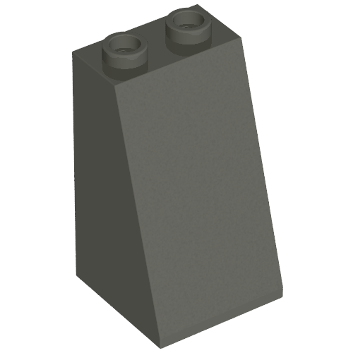 Dark gray LEGO 3684a Slope 75 2 x 2 x 3 with hollow studs, viewed at an angle on a white background.