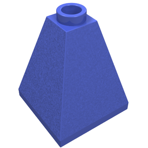 A single blue LEGO 3688 Slope 75 2 x 2 x 2 Quadruple Convex brick with a stud on top, viewed from an angle.