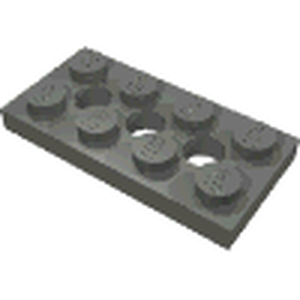 Light Bluish Gray LEGO Technic Plate 2x4 with three circular holes and eight studs on top, viewed from an angle.