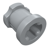 A single light gray LEGO Technic Bush, part 3713, featuring a cylindrical body with a ribbed end and three connecting studs.