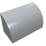 Light gray LEGO Slope, Curved 1 x 2 with Bottom Stud Holder, piece 37352, viewed from an angle.