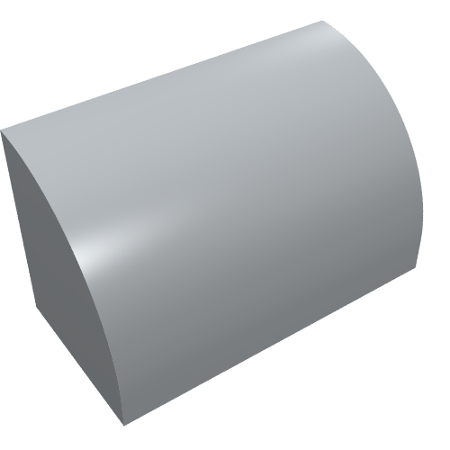 Light gray LEGO Slope, Curved 1 x 2 with Bottom Stud Holder, piece 37352, viewed from an angle.
